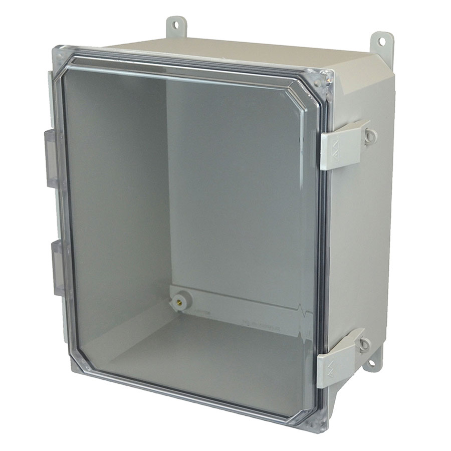 AMU1206CCNL Fiberglass enclosure with hinged clear cover and nonmetal snap latch