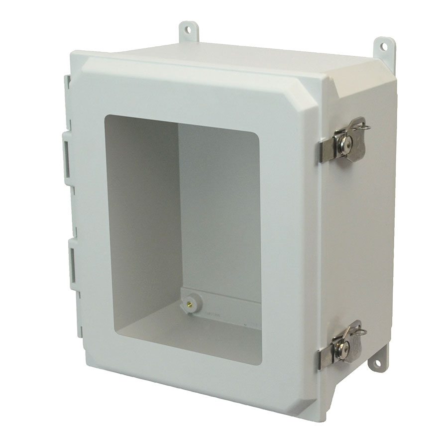 AMU1206TW Fiberglass enclosure with hinged window cover and twist latch