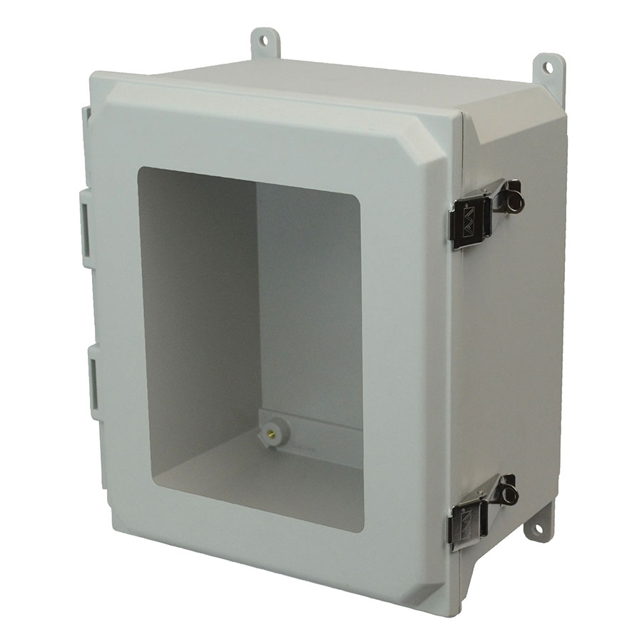 AMU1426LW Fiberglass enclosure with hinged window cover and snap latch