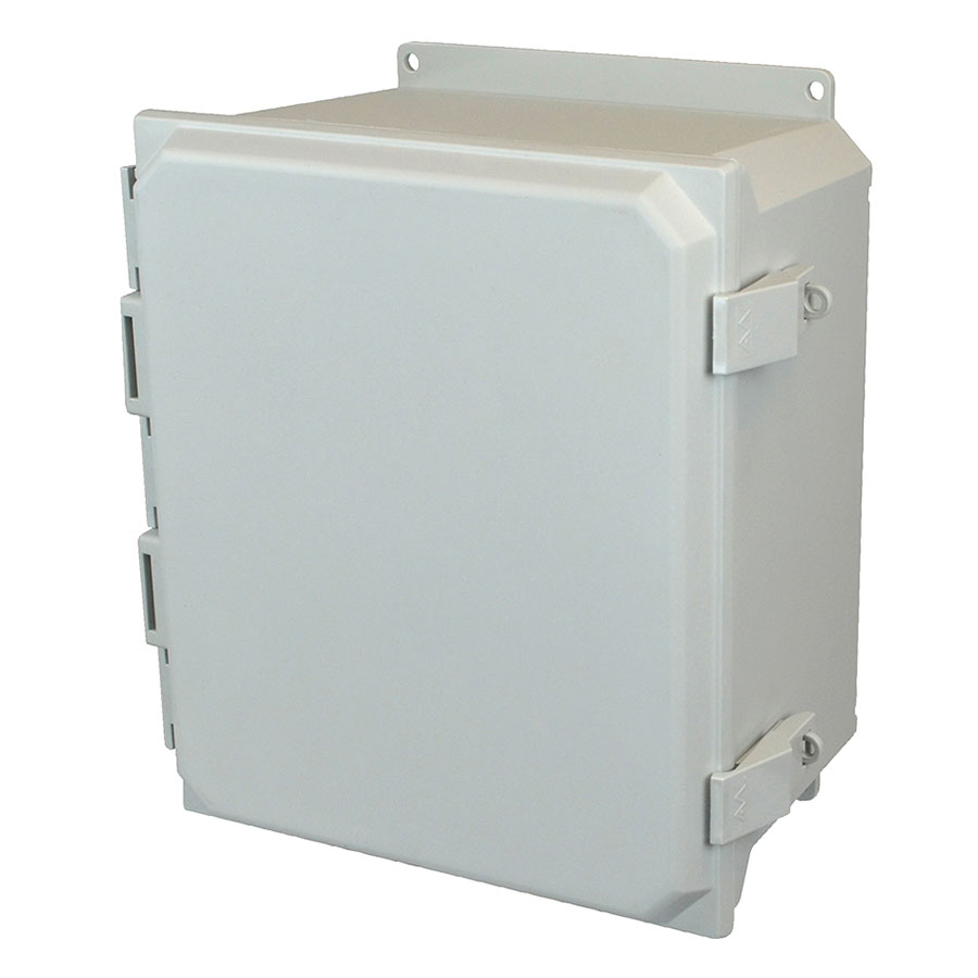 AMU1426NLF Fiberglass enclosure with hinged cover and nonmetal snap latch