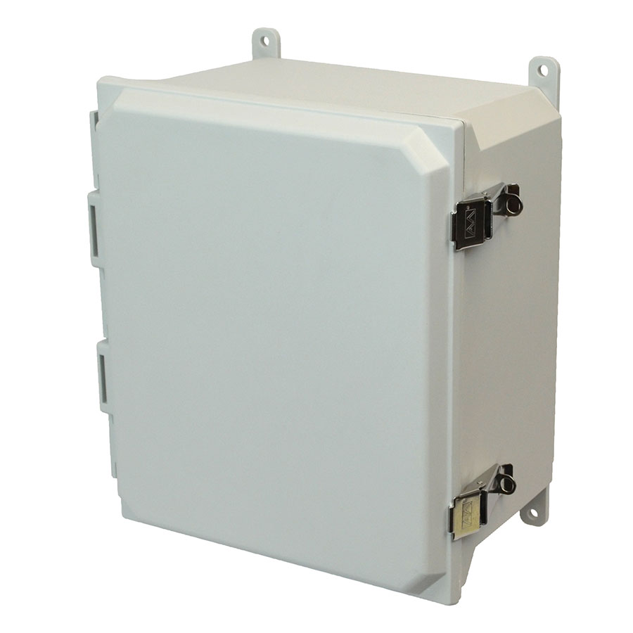 AMU1648L Fiberglass enclosure with hinged cover and snap latch