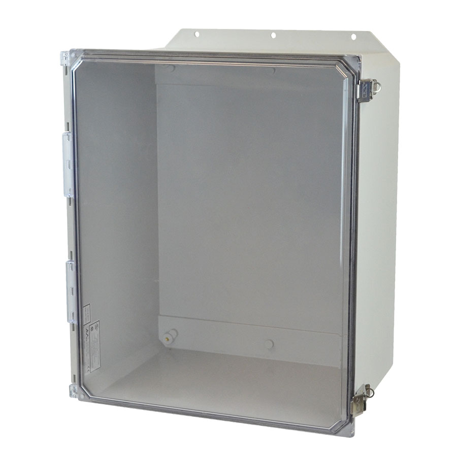 AMU2060CCLF Fiberglass enclosure with hinged clear cover and snap latch