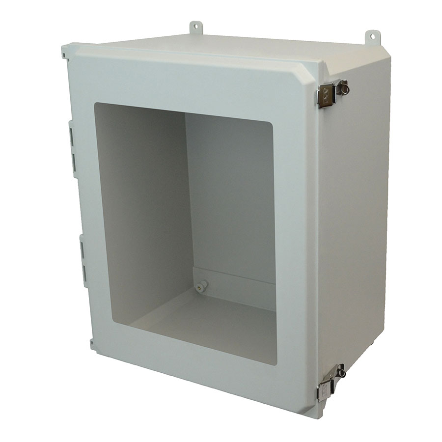 AMU2060LW Fiberglass enclosure with hinged window cover and snap latch