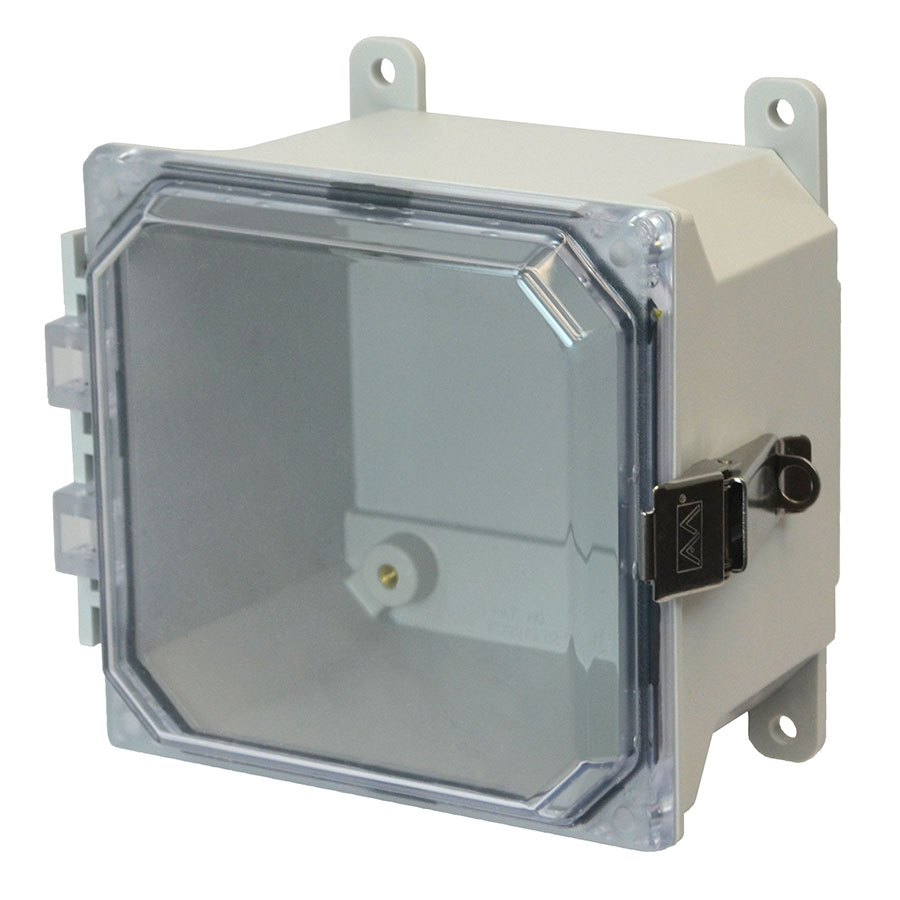 AMU664CCL Fiberglass enclosure with hinged clear cover and snap latch