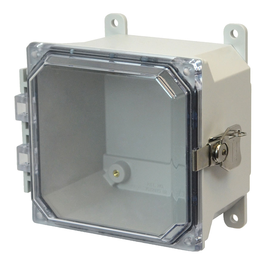 AMU664CCT Fiberglass enclosure with hinged clear cover and twist latch