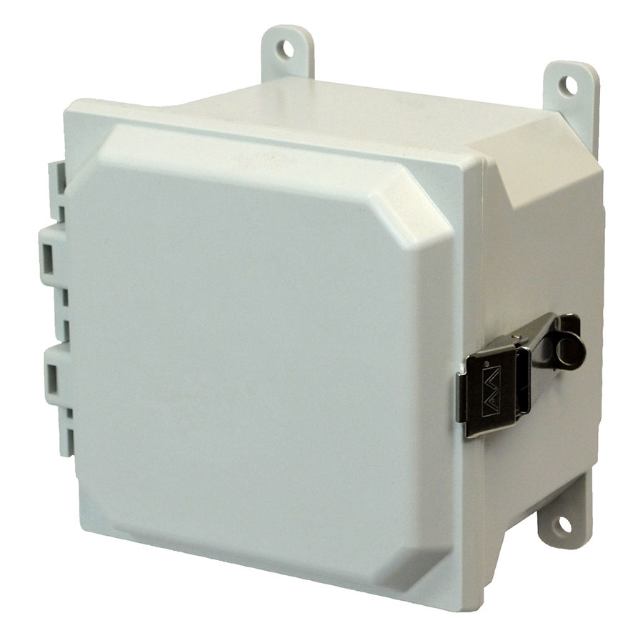 AMU664L Fiberglass enclosure with hinged cover and snap latch