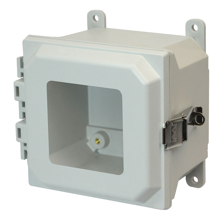 AMU664LW Fiberglass enclosure with hinged window cover and snap latch