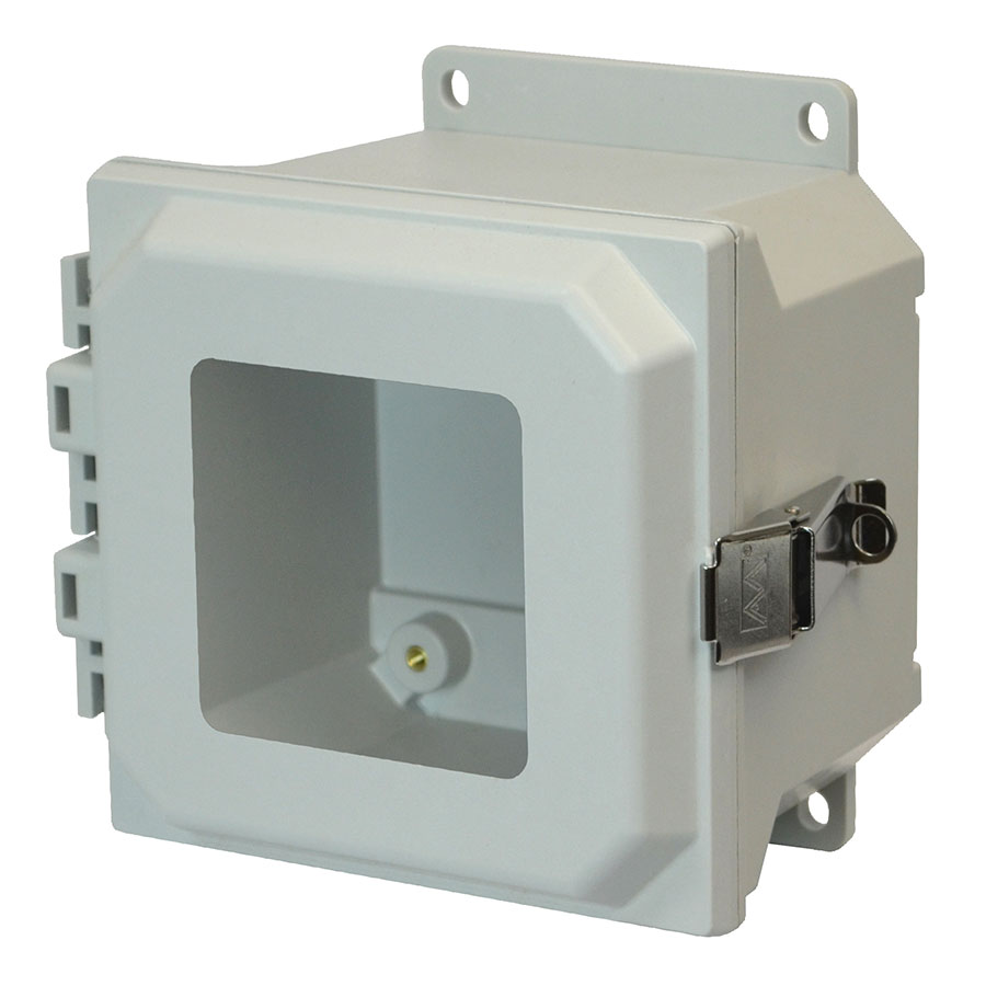 AMU664LWF Fiberglass enclosure with hinged window cover and snap latch