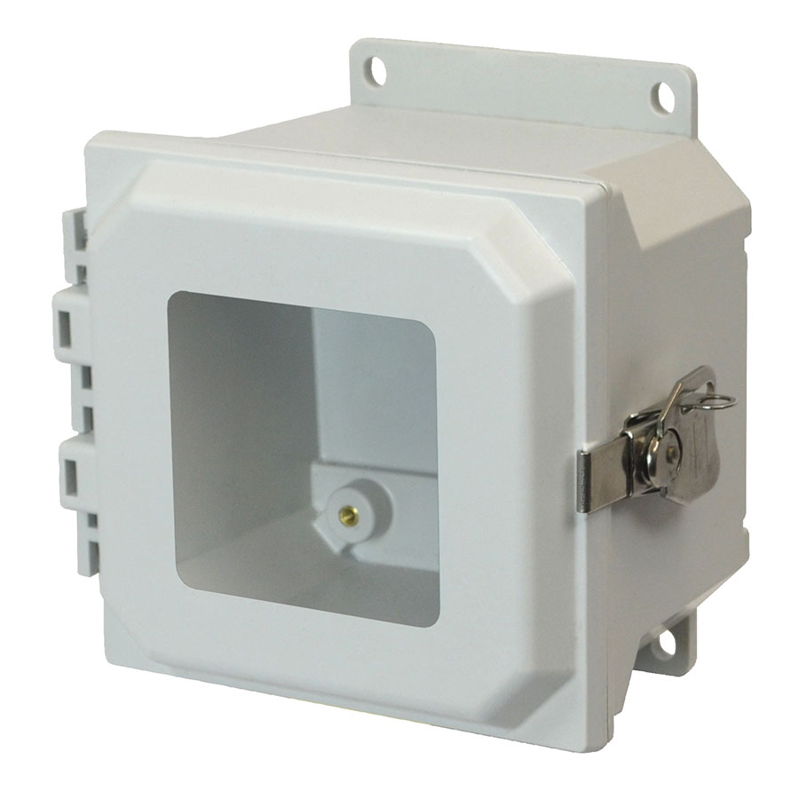 AMU664TWF Fiberglass enclosure with hinged window cover and twist latch