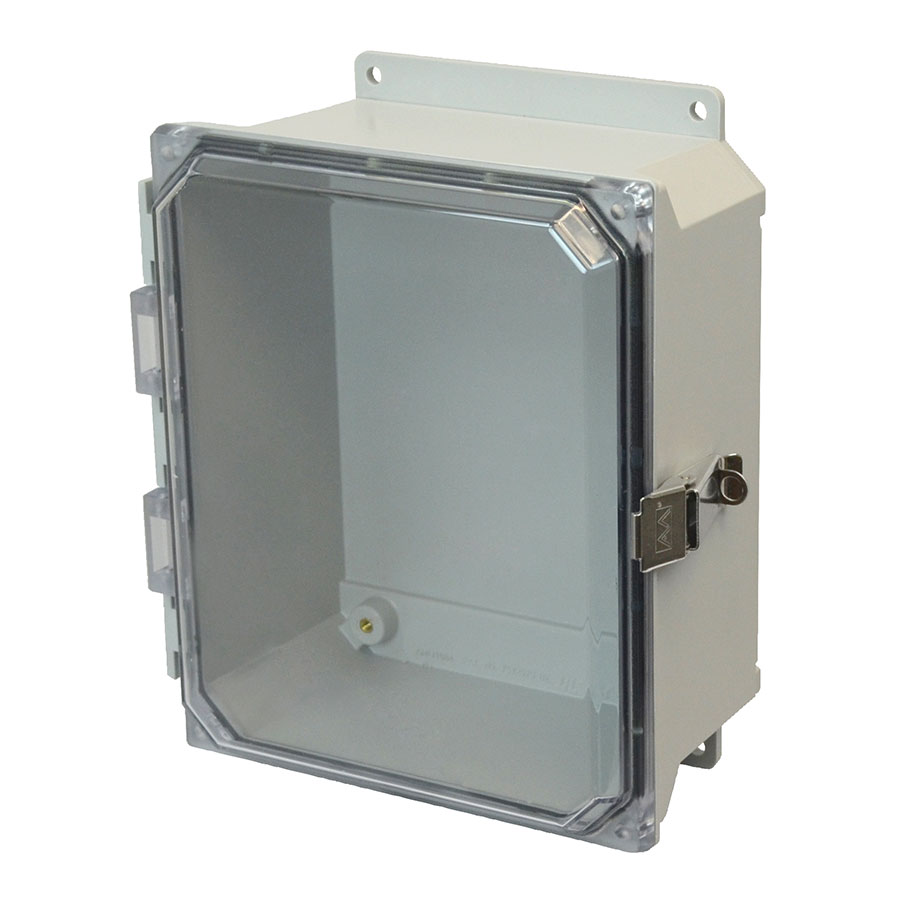 AMU864CCLF Fiberglass enclosure with hinged clear cover and snap latch