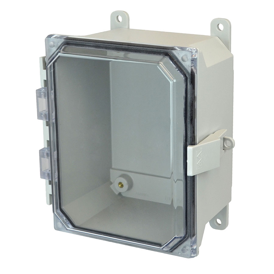 AMU864CCNL Fiberglass enclosure with hinged clear cover and nonmetal snap latch