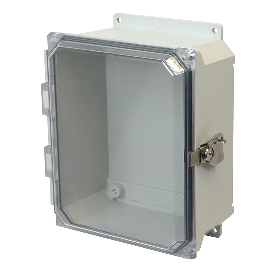 AMU864CCTF Fiberglass enclosure with hinged clear cover and twist latch