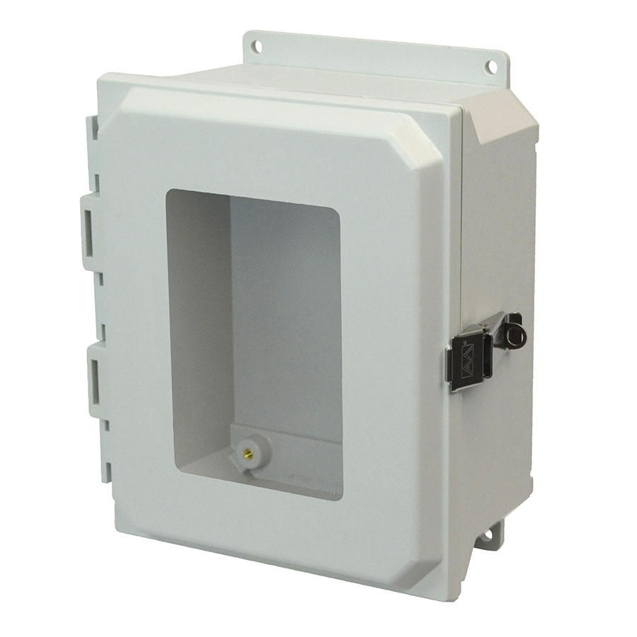AMU864LWF Fiberglass enclosure with hinged window cover and snap latch