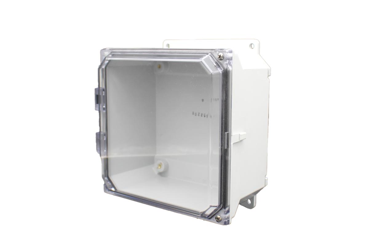 AMU884CCHF Fiberglass enclosure with 2screw hinged clear cover