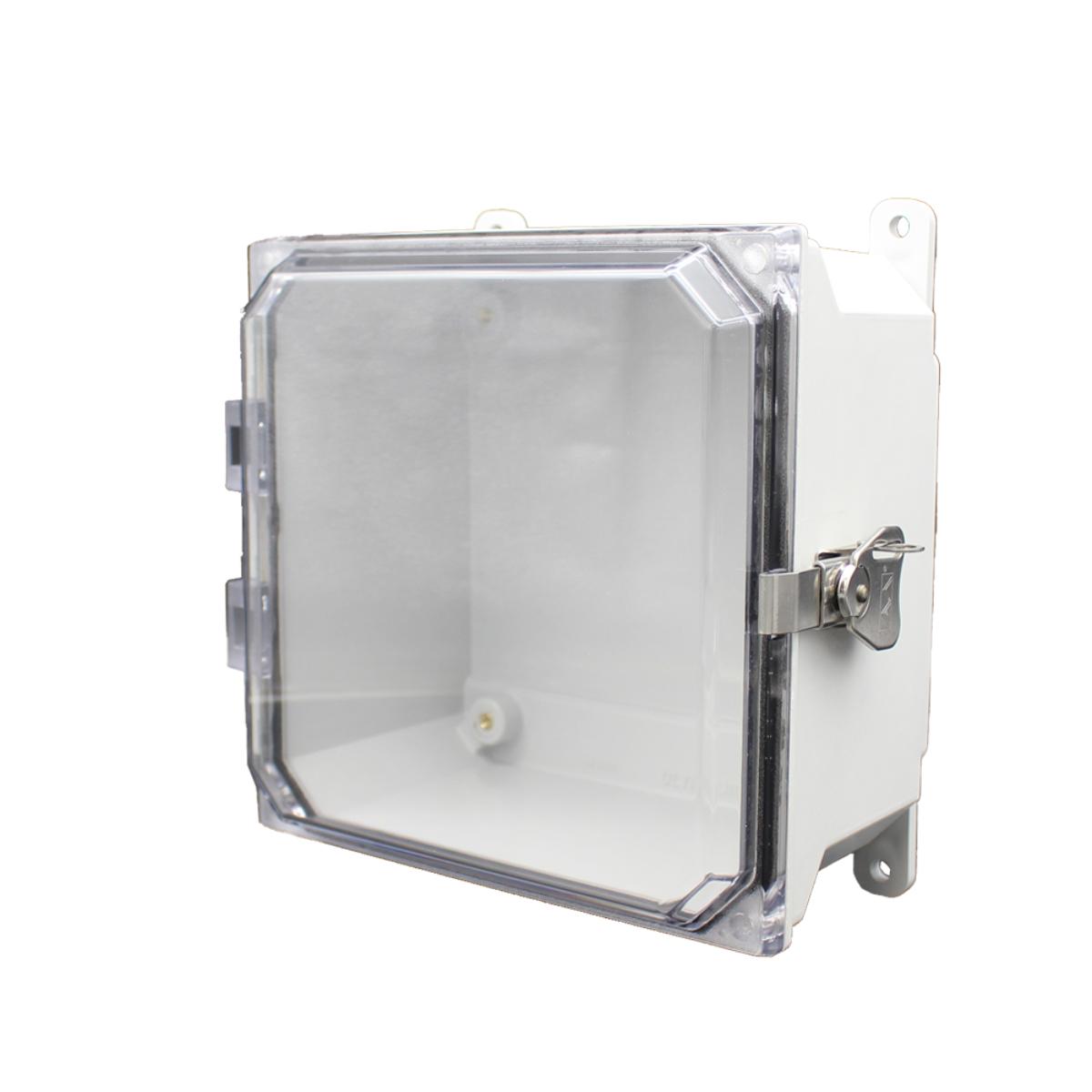 AMU884CCL Fiberglass enclosure with hinged clear cover and snap latch