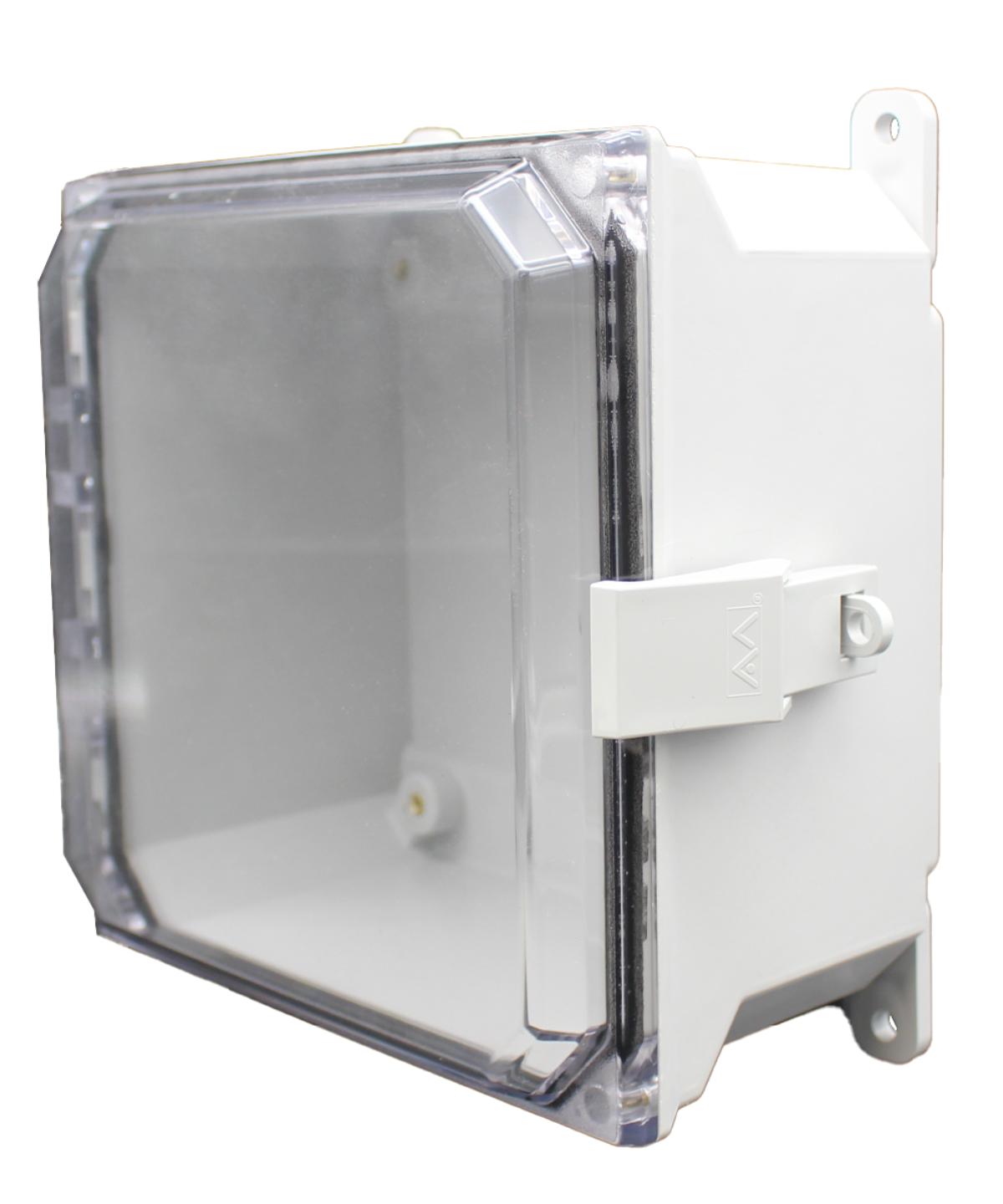 AMU884CCNL Fiberglass enclosure with hinged clear cover and nonmetal snap latch