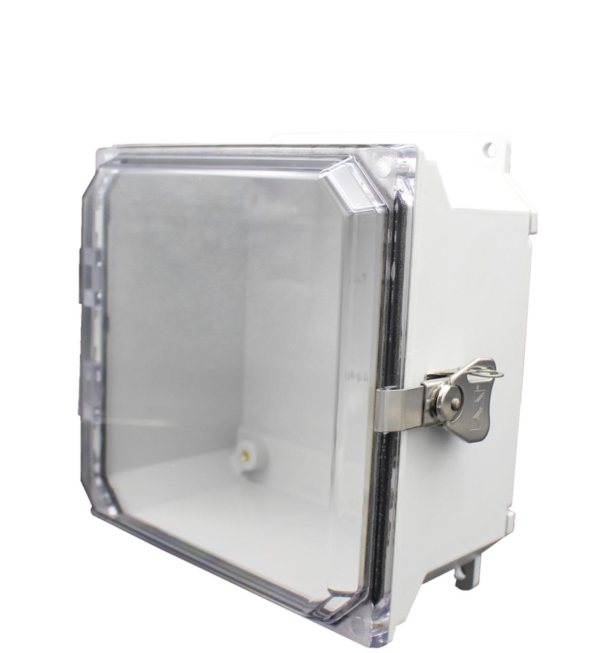 AMU884CCTF Fiberglass enclosure with hinged clear cover and twist latch