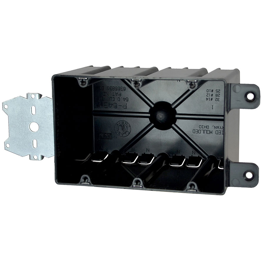 P-643HQT Three gang electrical box with stud face mount hanger 12 offset
