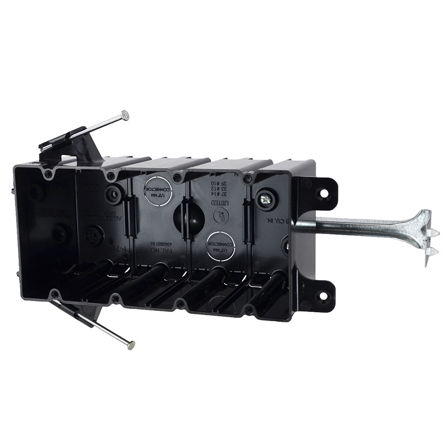 P-764B Four gang electrical box with nails adjustable stabilizing bar