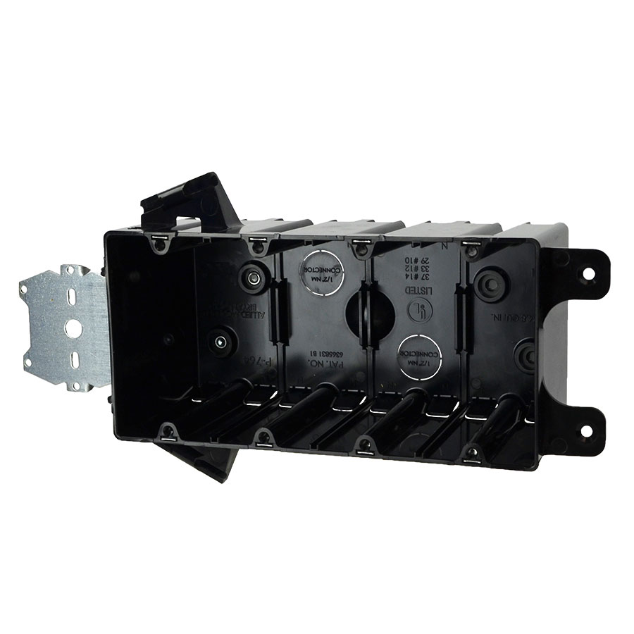 P-764HQT Four gang electrical box with stud face mount hanger 12 offset