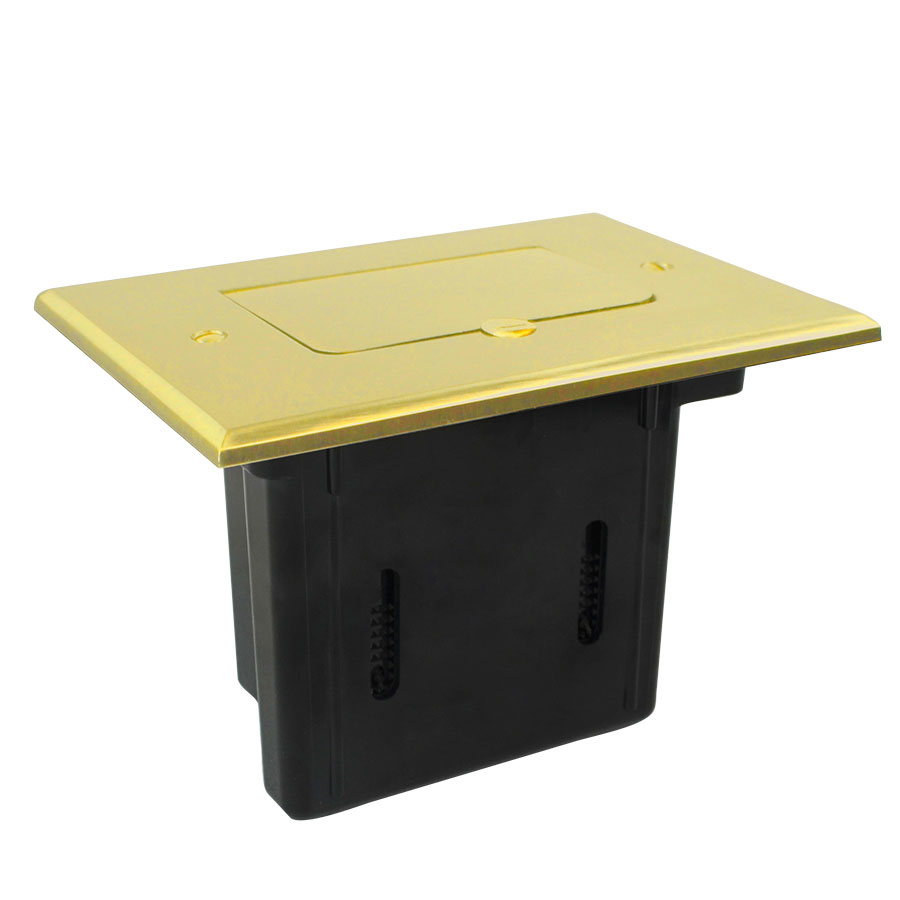 SBFB-1 Single gang adjustable floor box assembly with brass cover finish flip lid device cover