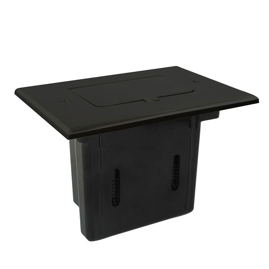 SBFB-1DB Single gang adjustable floor box assembly with dark bronze cover finish flip lid device cover