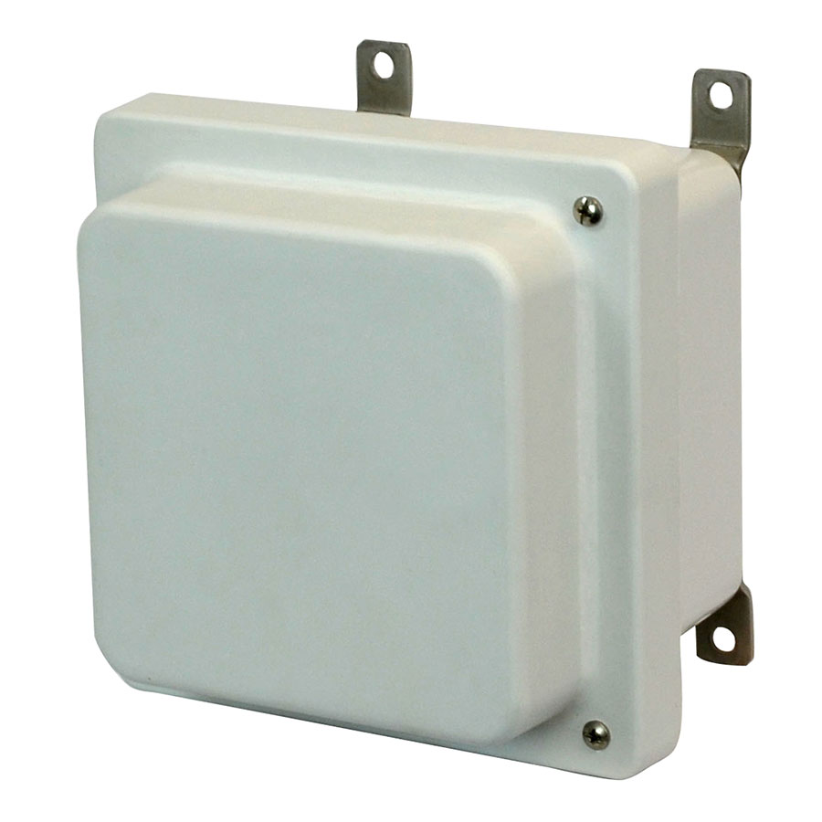 AM664RH Fiberglass enclosure with raised 2screw hinged cover