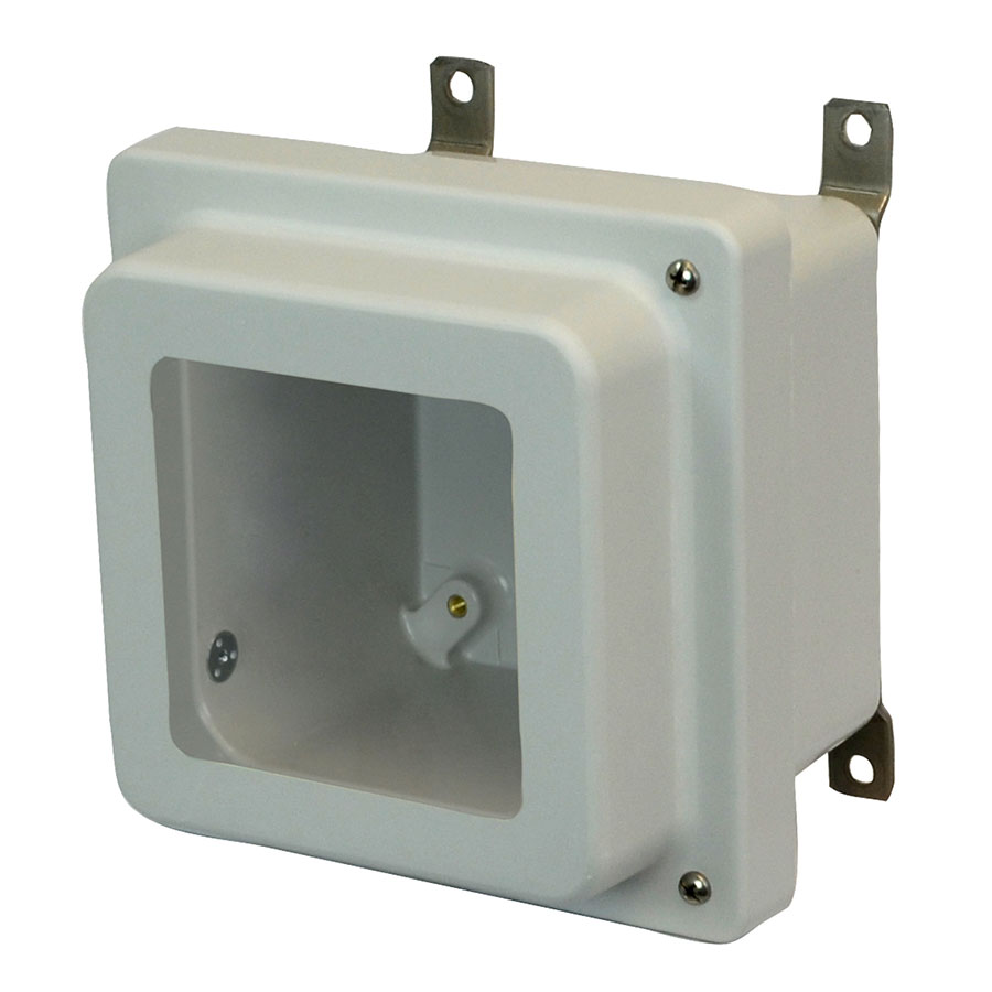 AM664RHW Fiberglass enclosure with raised 2screw hinged window cover