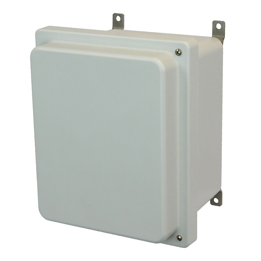 AM864RH Fiberglass enclosure with raised 2screw hinged cover