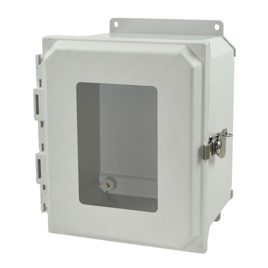 AMU1086TWF Fiberglass enclosure with hinged window cover and twist latch