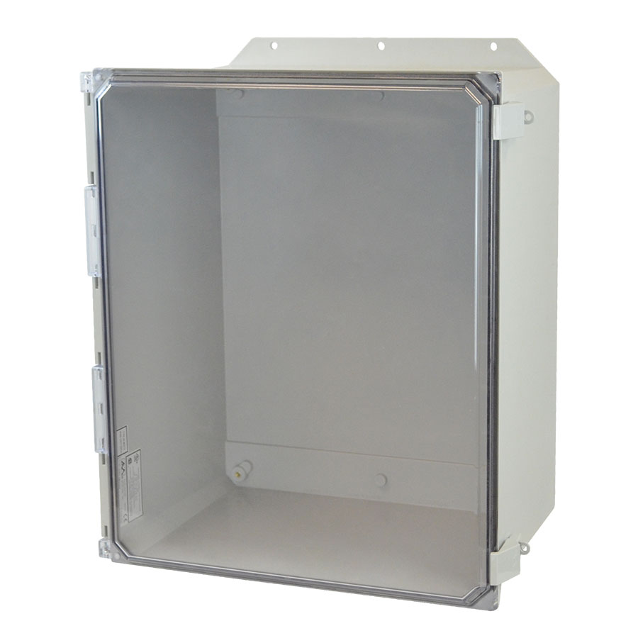 AMU2060CCNLF Fiberglass enclosure with hinged clear cover and nonmetal snap latch