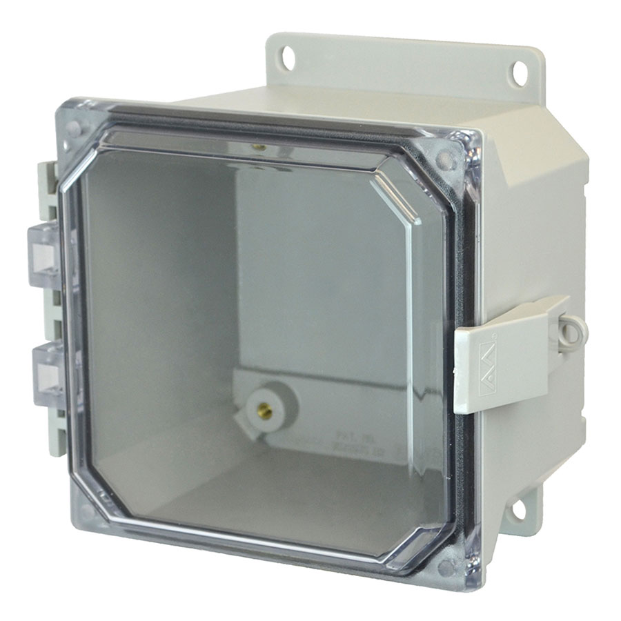 AMU664CCNLF Fiberglass enclosure with hinged clear cover and nonmetal snap latch