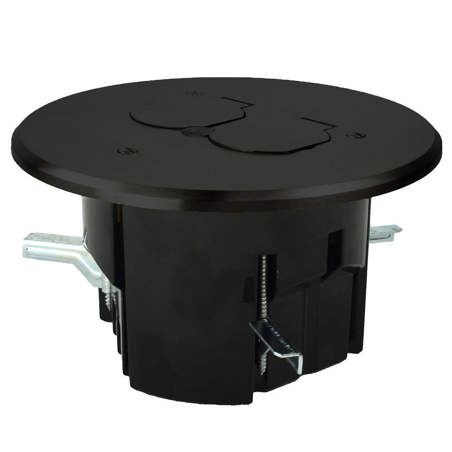 FB-7DB Round floor box assembly with dark bronze cover finish flip lid device covers